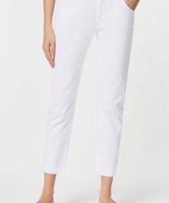 Abbigliamento Carla G | Jeans Skinny In Gabardina Di Cotone Elasticizzata Con Bottoni Gioiello Bianco