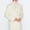 Abbigliamento Carla G | Cappotto Doppiopetto In Caban Mouflon Bianco