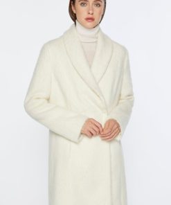 Abbigliamento Carla G | Cappotto Doppiopetto In Caban Mouflon Bianco