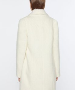 Abbigliamento Carla G | Cappotto Doppiopetto In Caban Mouflon Bianco