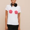 Abbigliamento Carla G | T-Shirt In Jersey Viscosa Elastan Leggero Con Stampa Rose Bianco