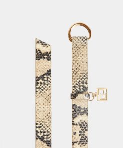 Accessori Carla G | Cintura Lunga In Ecopitone Con Doppia Fibbia Beige