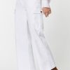 Abbigliamento Carla G | Pantaloni Cargo In Gabardina Di Cotone Elasticizzata Effetto Denim Bianco