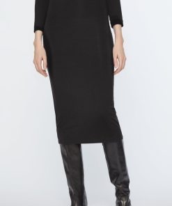 Abbigliamento Carla G | Gonna Midi In Jersey Di Viscosa Elasticizzato Con Vita Alta Nero