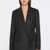 Abbigliamento Carla G | Blazer Doppiopetto Foderato In Gessato Elasticizzato