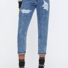 Abbigliamento Carla G | Jeans Slim Fit Con Effetto Marmorizzato Strappi Blu