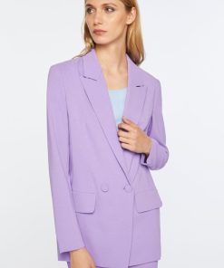 Abbigliamento Carla G | Blazer Doppiopetto Foderato In Crepe Di Viscosa Elasticizzato Con Bottoni Rivestiti