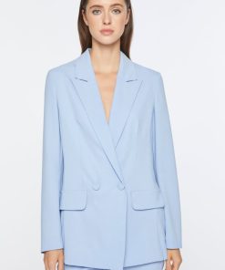 Abbigliamento Carla G | Blazer Doppiopetto Foderato In Crepe Di Viscosa Elasticizzato Con Bottoni Rivestiti