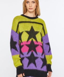 Abbigliamento Carla G | Maglia Over In Mohair Con Pattern Stelle Multicolore