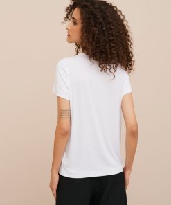 Abbigliamento Carla G | T-Shirt In Jersey Viscosa Elastan Leggero Con Stampa Corsetto Bianco