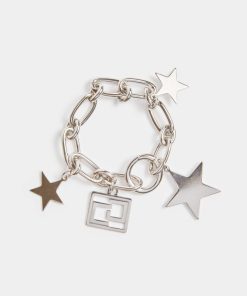 Accessori Carla G | Bracciale A Maglia Spessa Con Ciondoli A Forma Di Stella Argento