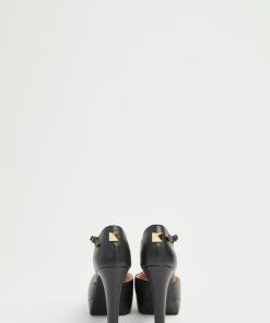 Scarpe Carla G | Mary Jane Modello Tango In Pelle Con Plateau Nero