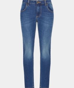 Abbigliamento Carla G | Jeans Slim Fit In Tessuto Elasticizzato Con Lavaggio Medio Con Bottoni Sulle Tasche Posteriori Denim