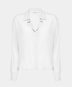 Abbigliamento Carla G | Camicia Boxy In Crepe De Chine Con Scollo A V