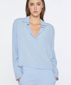 Abbigliamento Carla G | Camicia Boxy In Crepe De Chine Con Scollo A V