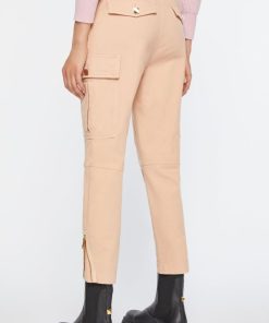 Abbigliamento Carla G | Jeans Cargo In Gabardina Di Cotone Elasticizzata Con Zip Beige