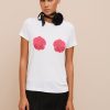 Abbigliamento Carla G | T-Shirt In Jersey Viscosa Elastan Leggero Con Stampa Rose Bianco