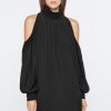 Abbigliamento Carla G | Abito In Crepe De Chine Con Cut-Out E Dettagli In Jersey Nero