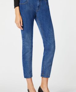 Abbigliamento Carla G | Jeans Skinny Elasticizzati A Vita Bassa Con Bottoni Gioiello Denim