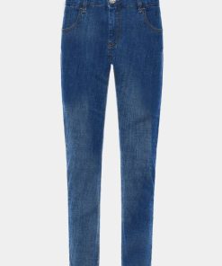 Abbigliamento Carla G | Jeans Skinny Elasticizzati A Vita Bassa Con Bottoni Gioiello Denim