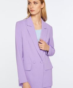 Abbigliamento Carla G | Blazer Doppiopetto Foderato In Crepe Di Viscosa Elasticizzato Con Bottoni Rivestiti