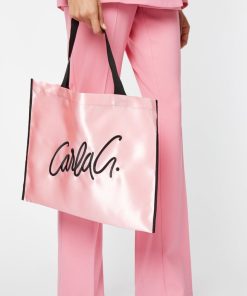 Borse Carla G | Borsa Tote In Raso Con Ricamo Carla G Rosa