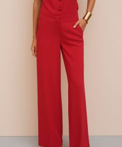 Abbigliamento Carla G | Pantaloni A Palazzo In Crepe Di Viscosa Elasticizzato Con Tasche Laterali