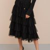 Abbigliamento Carla G | Gonna Svasata In Tulle A Balze Con Medaglietta "G" Applicata