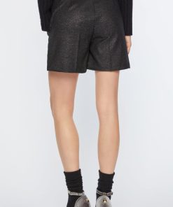 Abbigliamento Carla G | Shorts In Flanella Lurex Elasticizzato Nero