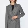 Abbigliamento Carla G | Blazer Doppiopetto Foderato In Flanella Grigio Scuro