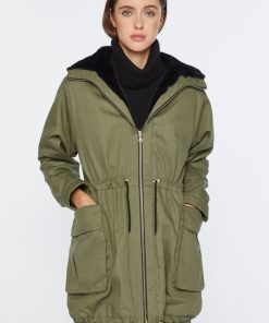 Abbigliamento Carla G | Parka In Cotone Foderato Di Ecopelliccia Con Cappuccio