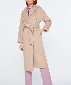 Abbigliamento Carla G | Cappotto Lungo A Vestaglia In Caban Lana Cashmere Con Maxi Collo Sciallato E Cappuccio