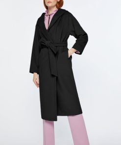 Abbigliamento Carla G | Cappotto Lungo A Vestaglia In Caban Lana Cashmere Con Maxi Collo Sciallato E Cappuccio