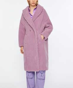 Abbigliamento Carla G | Cappotto Oversize In Ecoagnellino Con Maxi Collo Sciallato