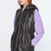 Abbigliamento Carla G | Gilet In Ecopelle Con Cappuccio E Coulisse Nero