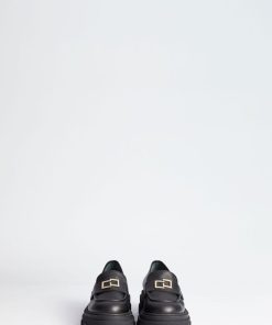 Scarpe Carla G | Mocassini In Pelle Con Suola Chunky In Gomma Nero