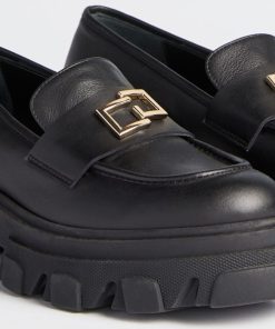 Scarpe Carla G | Mocassini In Pelle Con Suola Chunky In Gomma Nero