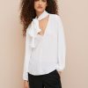 Abbigliamento Carla G | Maglia In Crepe De Chine Con Scollo A V E Fiore