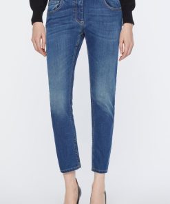 Abbigliamento Carla G | Jeans Slim Fit In Tessuto Elasticizzato Con Lavaggio Medio Denim