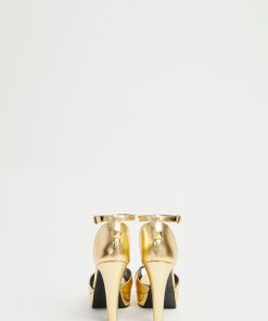 Scarpe Carla G | Sandali Incrociati In Pelle Con Plateau Oro