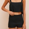 Abbigliamento Carla G | Short A Vita Alta In Crepe Di Viscosa Elasticizzata Nero