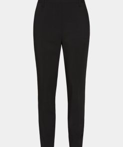 Abbigliamento Carla G | Pantaloni A Sigaretta In Gabardina Crepe Elasticizzata Nero