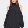 Abbigliamento Carla G | Maglia In Crepe De Chine Con Cut-Out E Dettagli In Jersey Nero