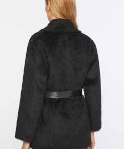 Abbigliamento Carla G | Cappotto In Caban Mouflon Con Cintura Nero