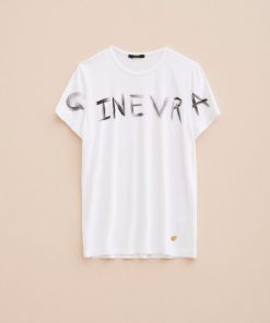 Abbigliamento Carla G | T-Shirt In Jersey Viscosa Elastan Leggero Con Stampa "Ginevra" Bianco